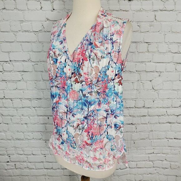 TAHARI Dalia Met. Floral Top XS NWT - Picture 4 of 7